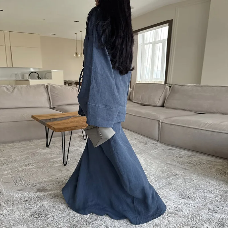 

Women's Two-Piece Set 2025 Summer New Lazy Style Lace Up Cardigan Jacket High Waisted Skirt Casual Set Shipped Within 48 Hours