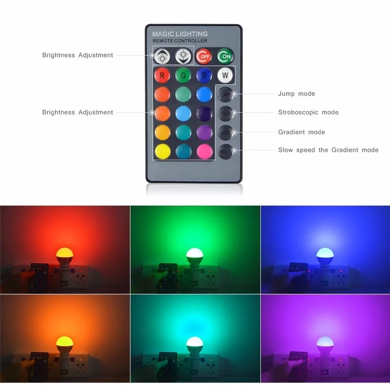 3W LED 16 Color Bulb E27 E14 Smart RGB Magic Night Light Infrared Remote Control Dimmable Spotlight Bedroom Lighting Fixtures