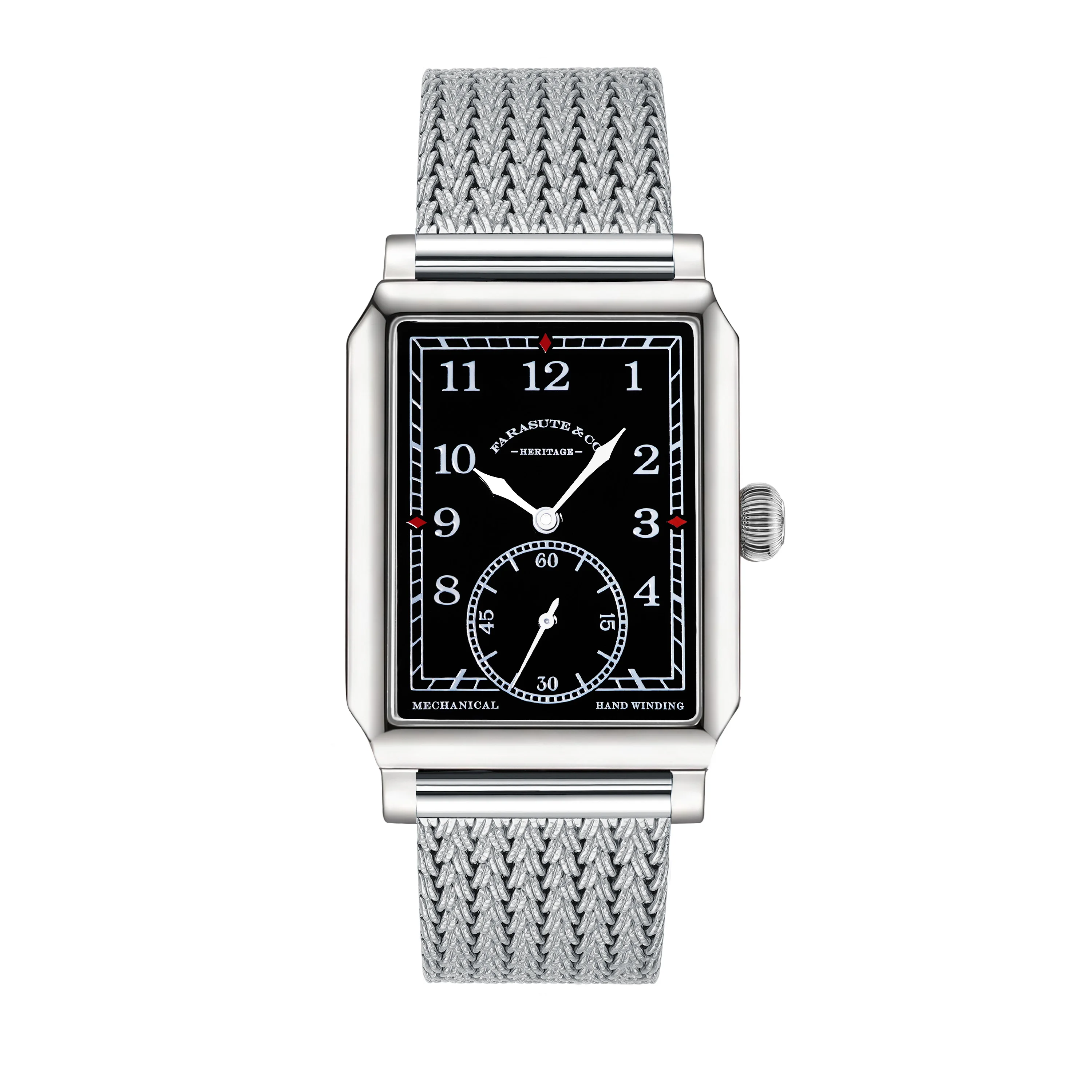 FARASUTE Luxus Vollständig Edelstahl Saphirglas Vintage Armbanduhren Herren Klassische Manuelle Quadratische Mechanische Uhrwerke