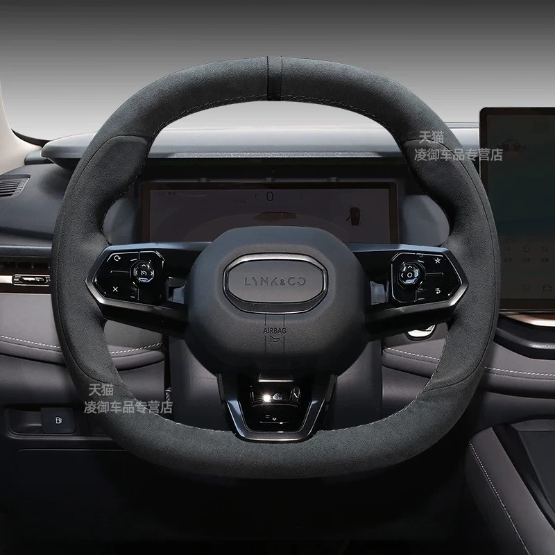 

for Lynk & Co 08 07 06 EMP 2025 2026 Hand-stitched Durable suede Car Steering Wheel Cover