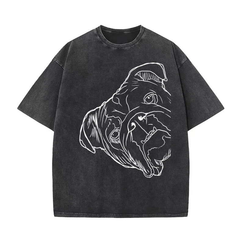 

Funny Dog English Bulldog Cotton T-shirt Men Tee Shirts Short Sleeve Male Clothes Fashion Oversized Art Graphic Clothing Printed