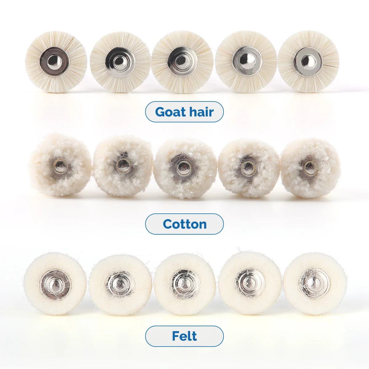 AZDENT 10Pcs Dental Polishing Brush Felt Wheel Wool Cotton Polishing Brushes Polisher for Rotary Tool 2.35mm Polishing Wheel