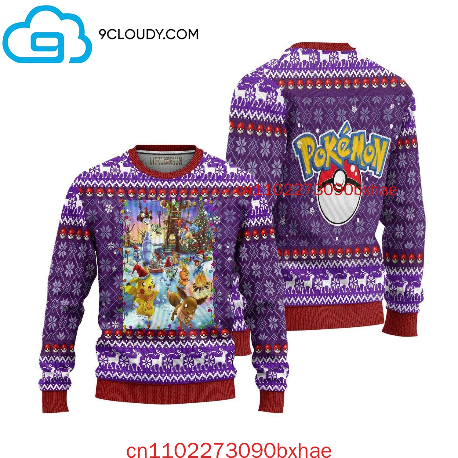 

Новинка 2025 года, уродливый рождественский свитер Mimikyu Pokemon, мужской и женский детский осенне-зимний уродливый рождественский свитер с 3D принтом
