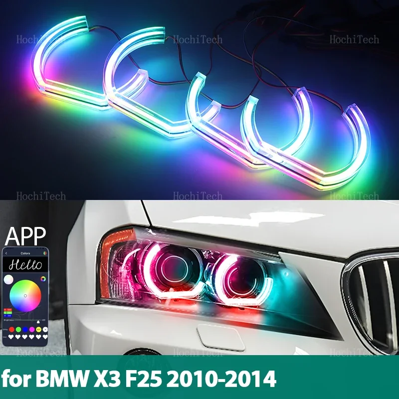 

Ксеноновая фара для BMW X3 F25 2010 2011 2012 2013 2014 RGB App управление с указателем поворота Динамическая светодиодная кольцевая лампа «ангельские глазки» DRL