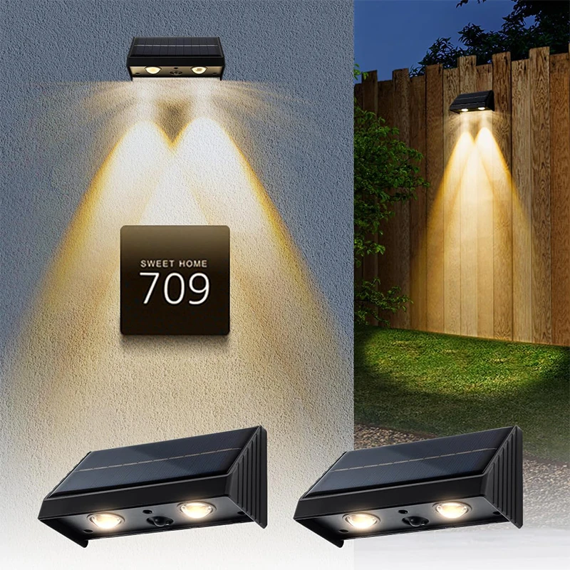 Solar Courtyard Waterproof Solar Fence Light Outdoor LED Wall Light Suitable for Courtyard Balcony Door Number Address Sign