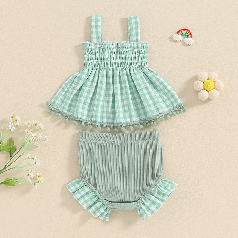 

Toddler Baby Girls 2PCS Summer Outfit Sleeveless Flower Print Tank Tops with Ruffle Shorts Infant Clothes