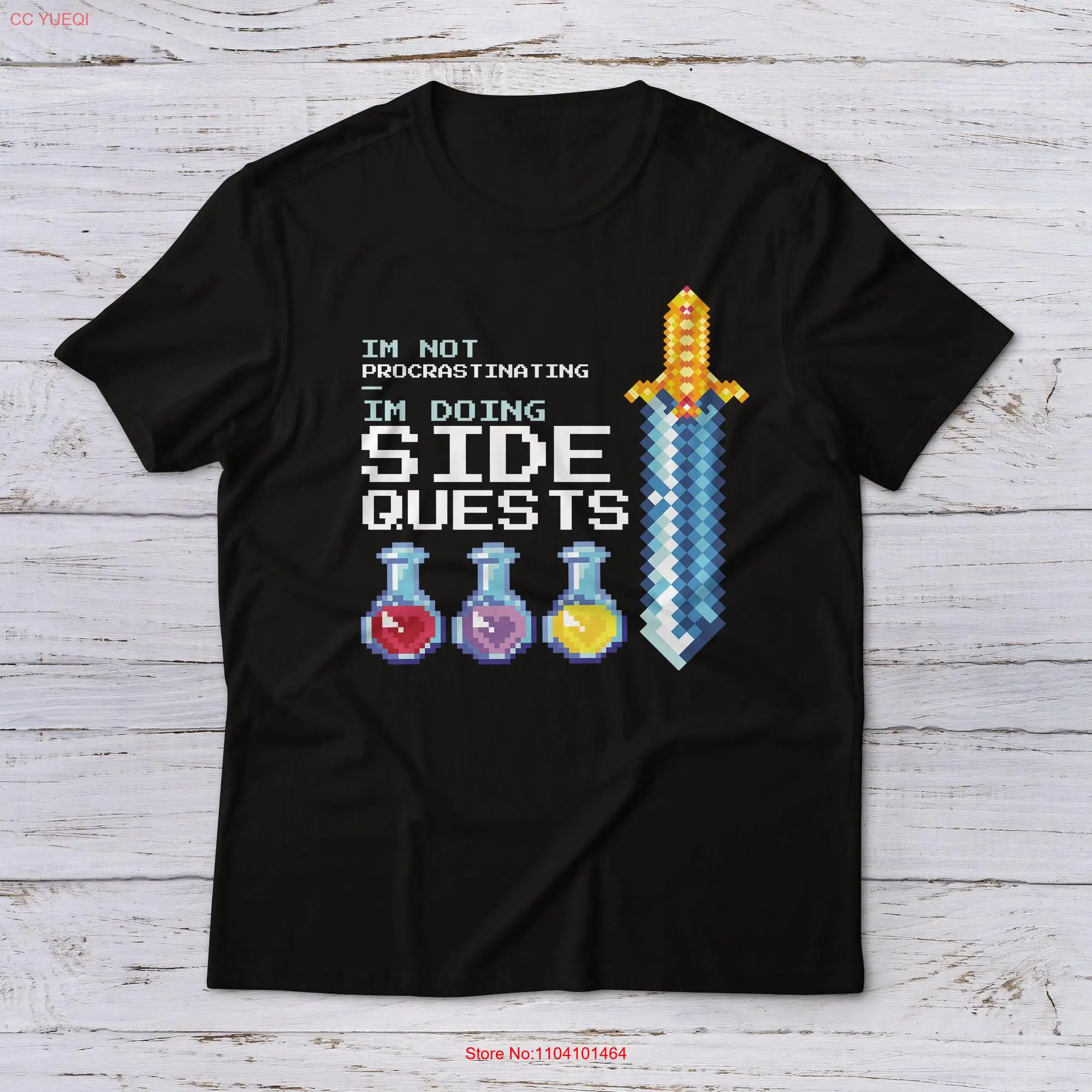 I'm Not Procrastinating Doing Side Quests Pixel Game Items T Shirt Gaming Funny Gamer Gamergirl Birthday Idea