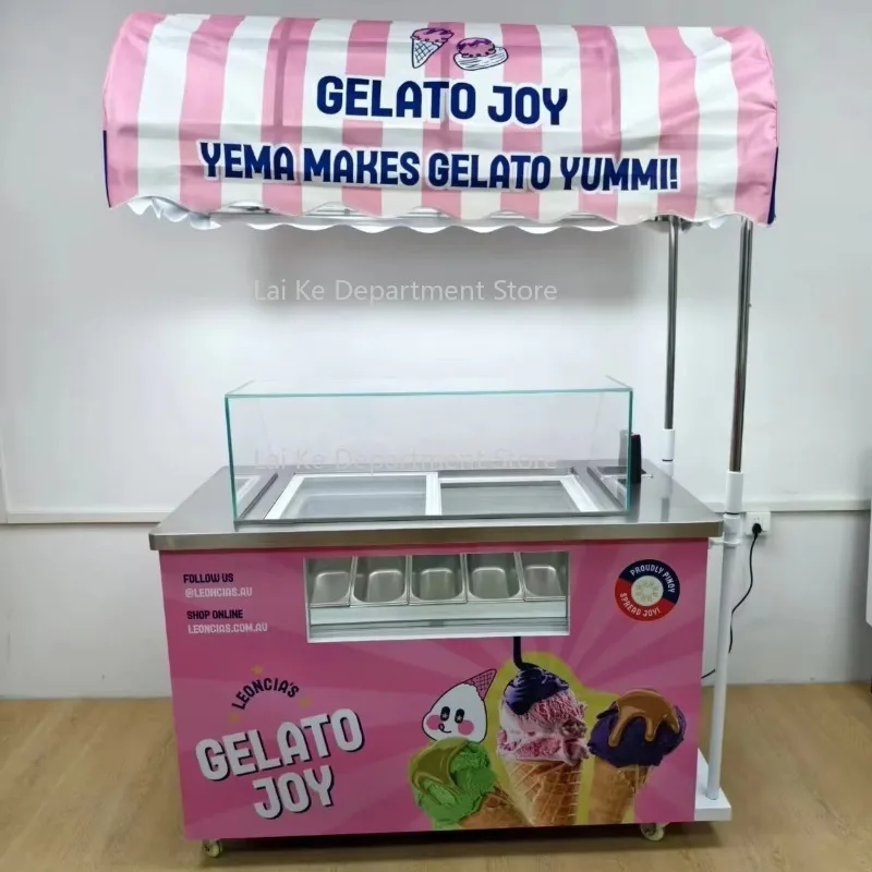 

High Quality Mini Coffee Kiosk Night Market Food Cart Tricycle Mobile Snack Stall Car 1.5 M Mini Ice Cream Mobile Cart freezer