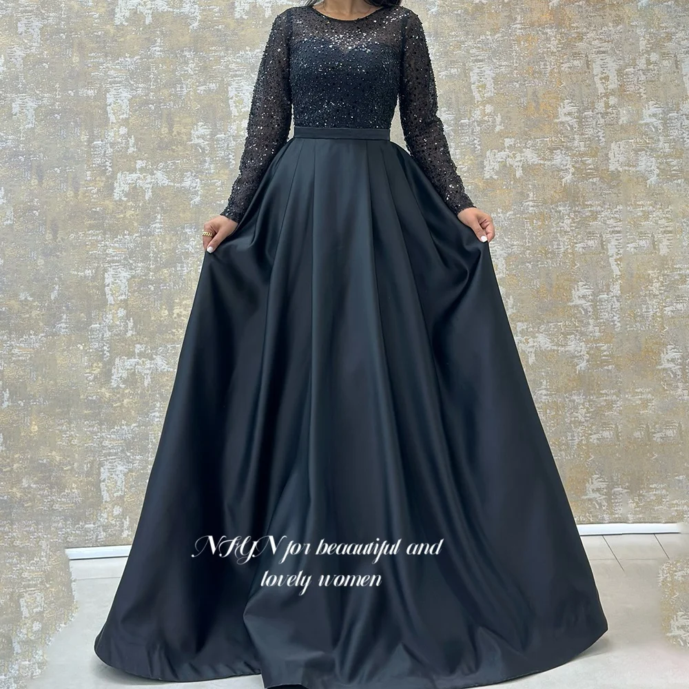 NFYN – robe de bal trapèze, col rond, manches longues, robe de princesse, robes de soirée pour femmes, personnalisée