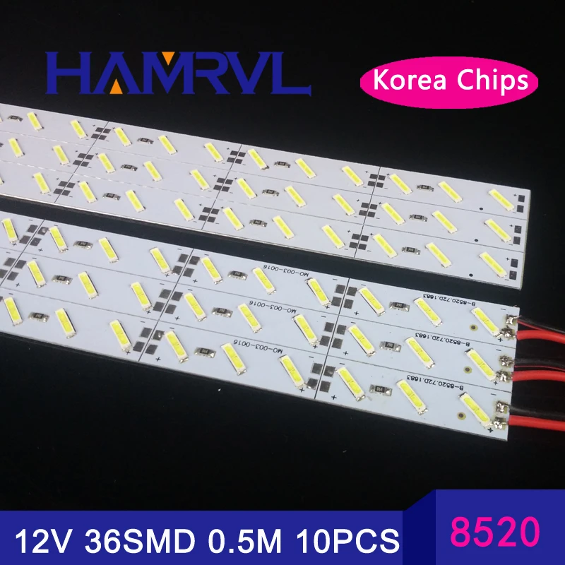 LED Bar Light 20pcs 0.5m Smd 7030 8520 12V Double Rigid Strip White Warm Cold RGB Under Cabinet Kitchen Channeles Alu