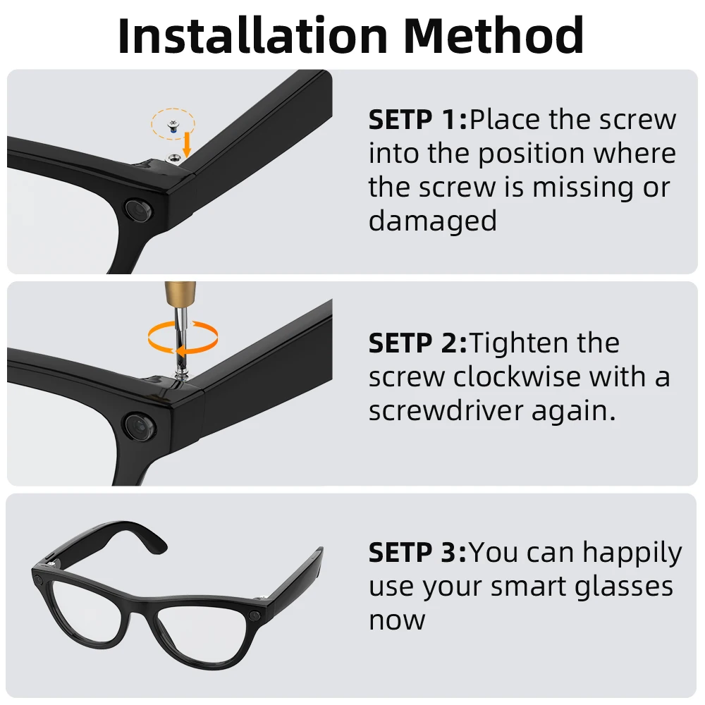 HIBLOKS Juego de destornilladores y tornillos para Ray-Ban Meta Wayfarer/Skyler/Headliner (Gen1/2) y accesorios para gafas Oakley Meta HSTN AI