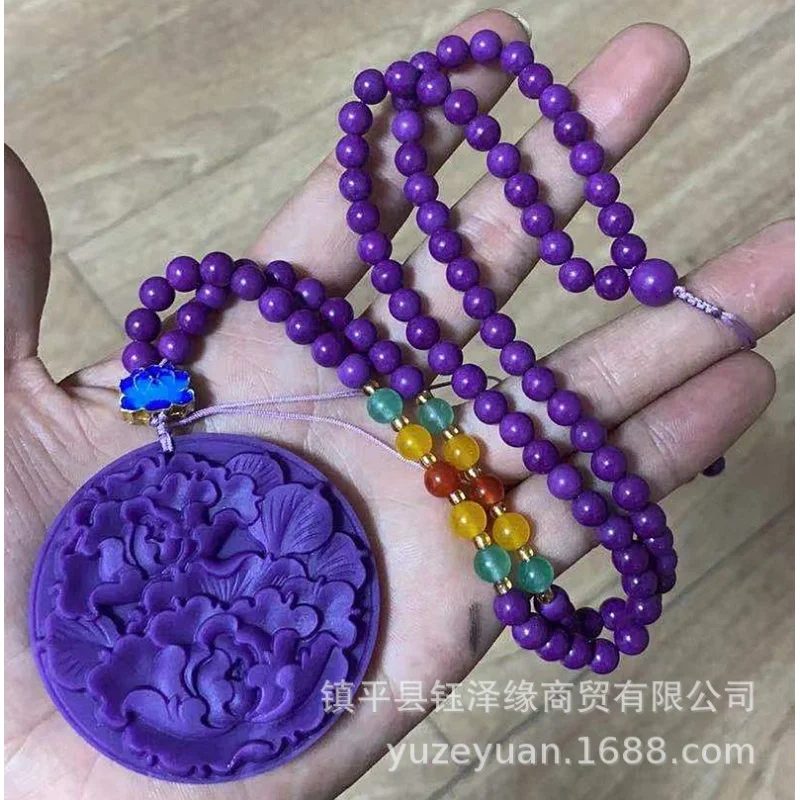 الطبيعية الأمريكية الأرجواني الميكا قلادة قلادة مائلة الحديد خام زهرة سترة سلسلة