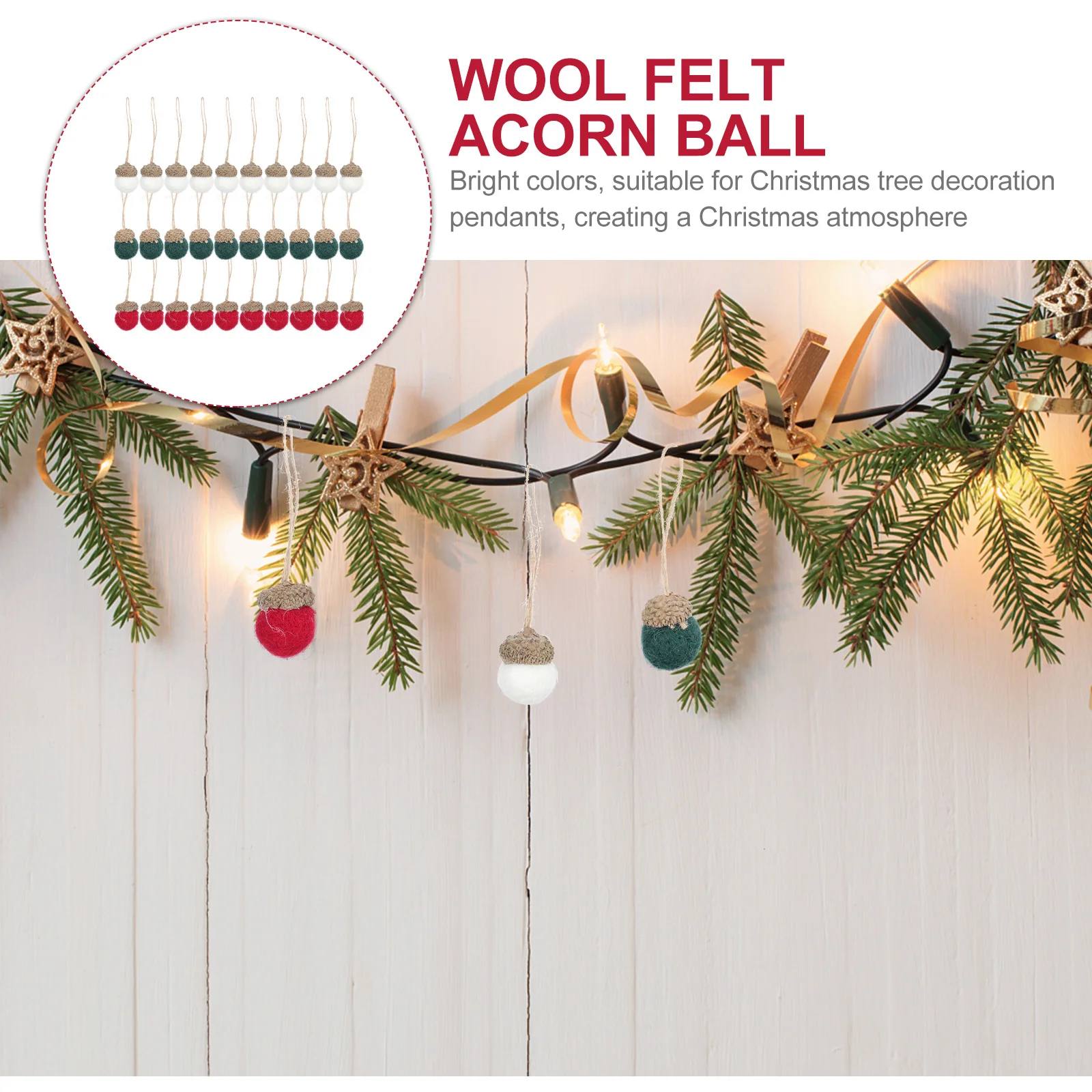 

30Pcs Christmas Acorn Decoration Woolen Felt Realistic Simulation Xmas Party Decor DIY Bouquet Table Ornament Acorn Pendant