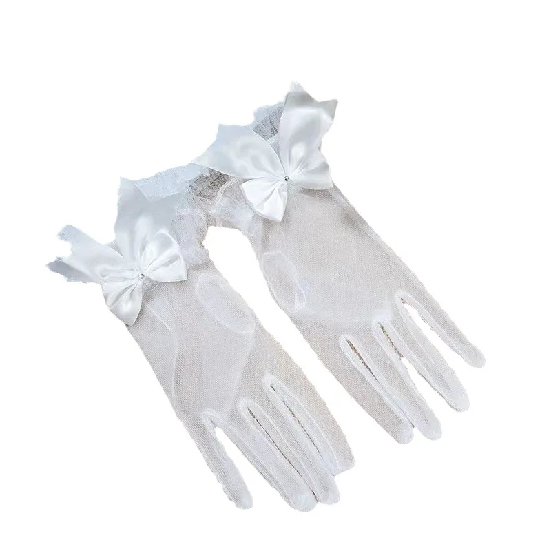 Short mesh gloves bridal wedding gloves lace five-finger flower gloves include wedding dress gloves.