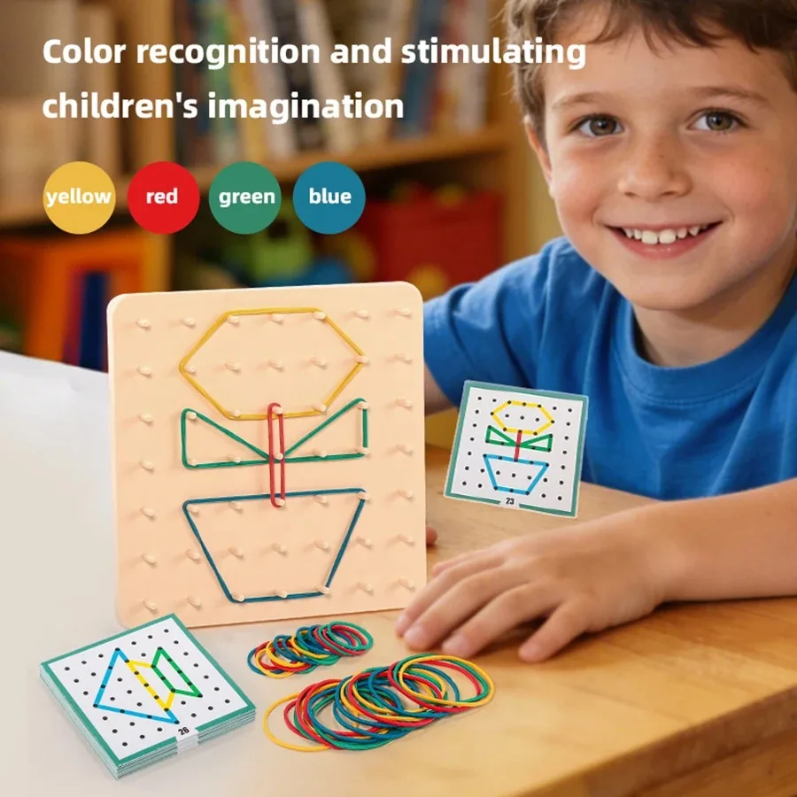 Pegboard geometric shape recognition toy, cognitive skill development, family interactive educational play set for kids