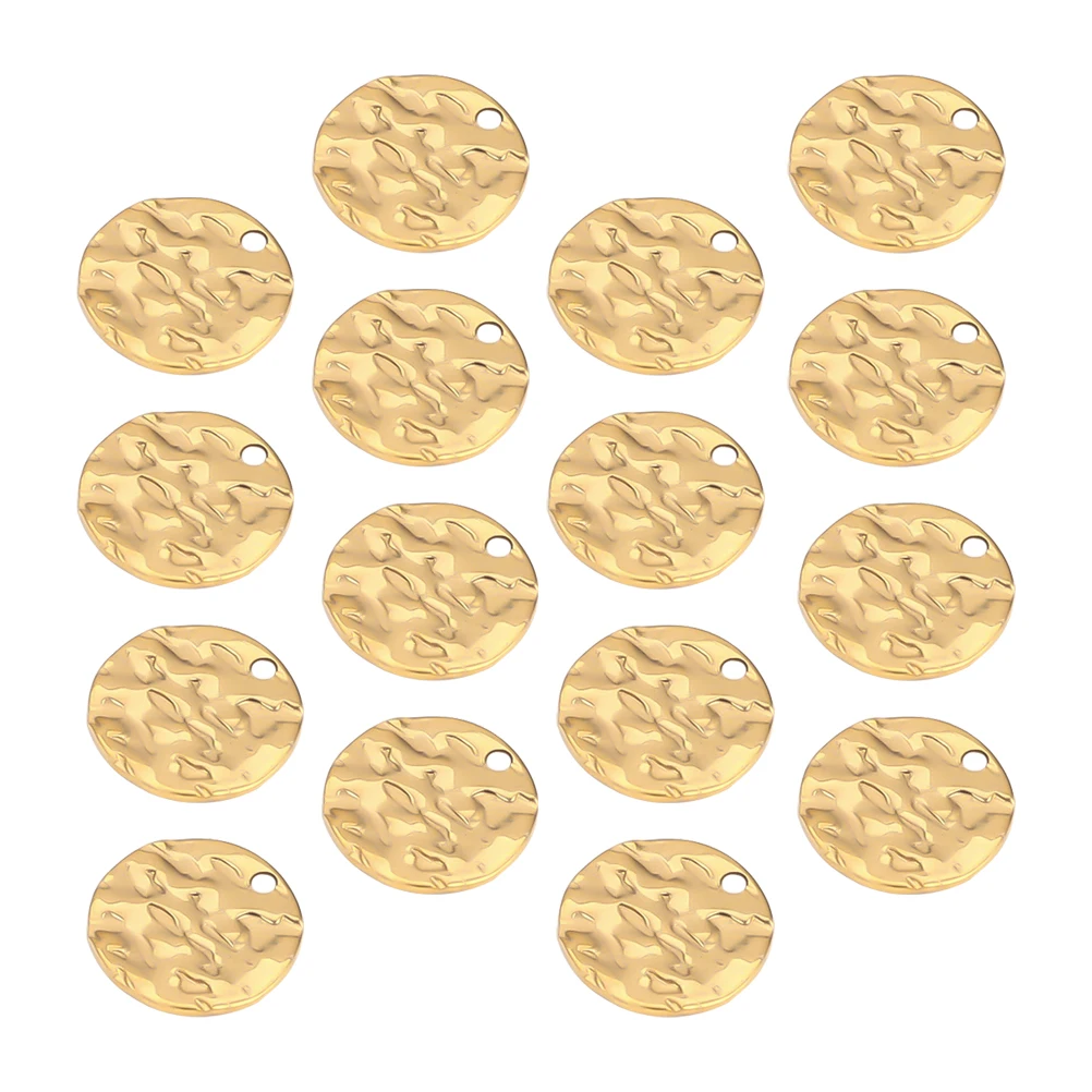 

20pcs Embossed Disc Charms Stainless Steel Round DIY Bracelet naments Golden Color Jewelry Making Pendants For Crafts Necklace