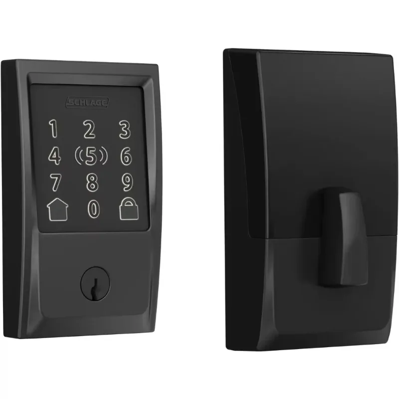 Schlage CEN 622 Encode Plus WiFi Deadbolt Smart Lock with Apple Home Key, Keyless Entry Door Lock with Century Trim, Matte Black