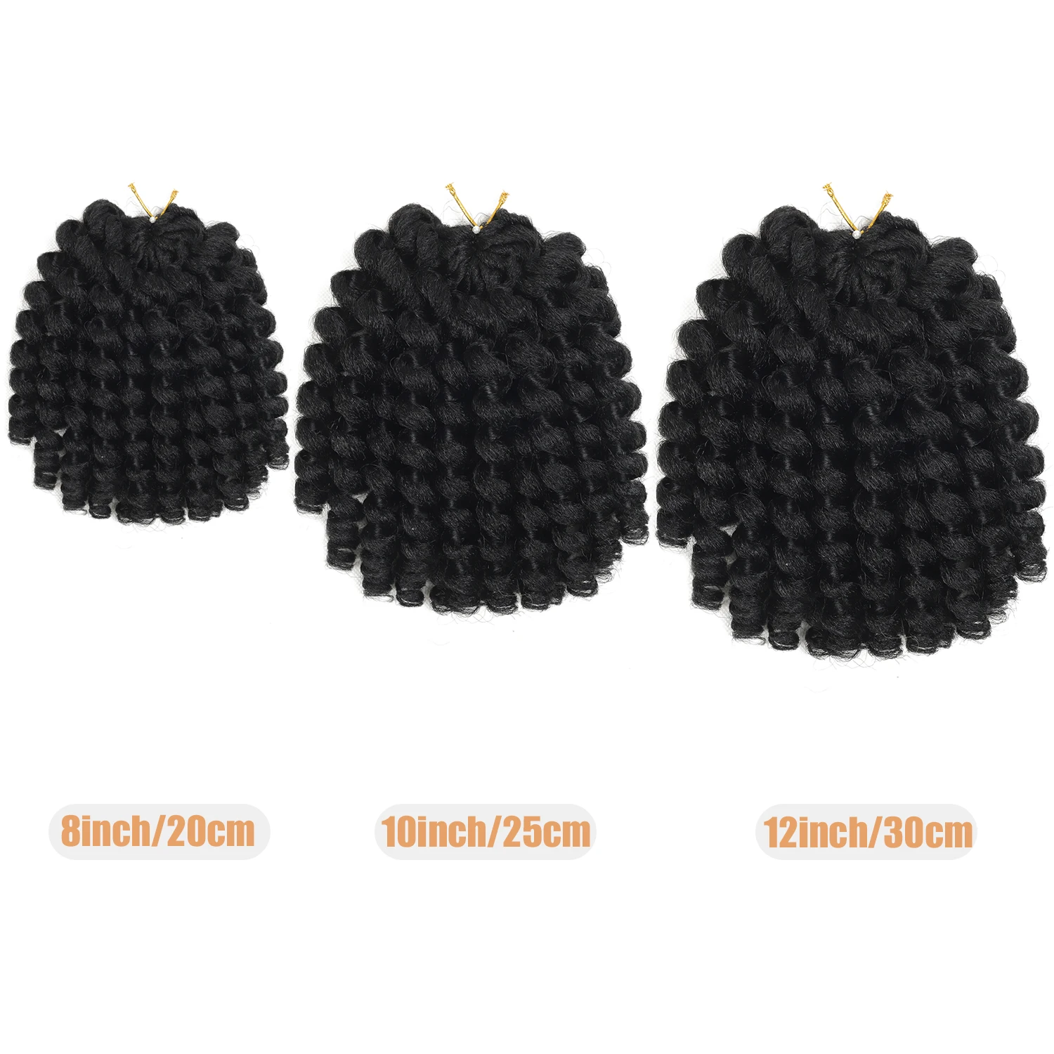 8/10/12インチ ジャマイカンバウンス クロシェヘア 女性用 合成 ワンドカール クロシェヘア ショート プレループ カーリー クロシェヘア