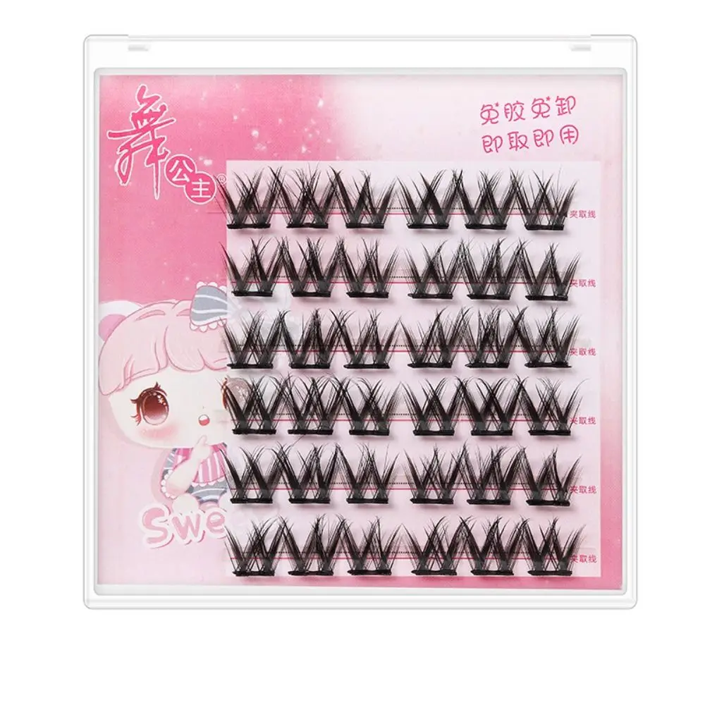 No Glue Self Adhesive Lashes No Magnetic Natural Long Individual Eyelashes Soft Wispy Cluster Lashes Eyelash Extension Tool