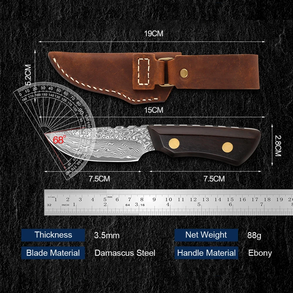 XITUO Outdoor Knife Household Fruit Knife Paring Knife Camping Barbecue Cutting Meat,Deboning Knife with Cowhide Scabbard Sheath
