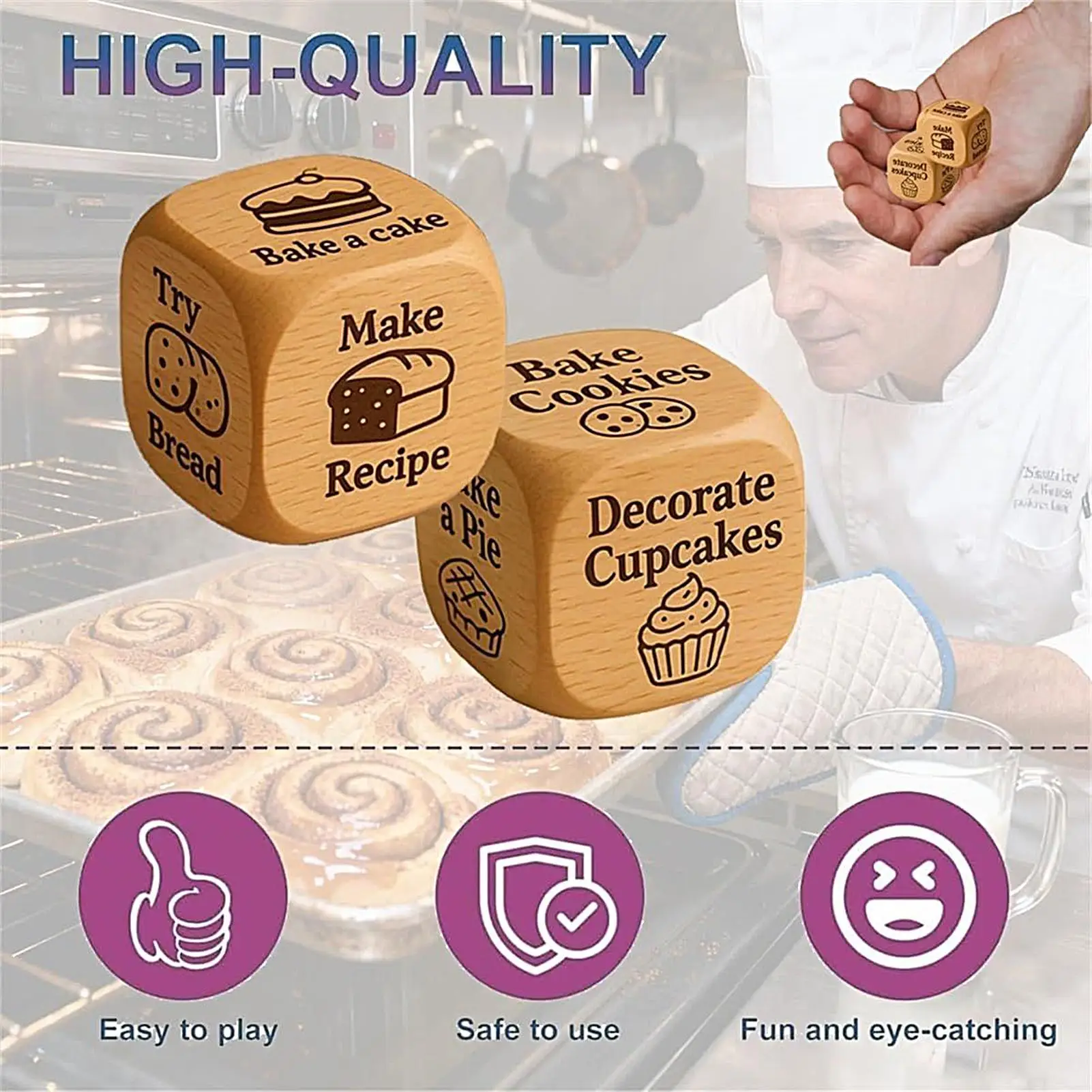 قرار صنع النرد مهام الطهي لعبة الدعامة 6-الوجهين صانع القرار مضحك الخبز النرد للحزب مخبز الأسرة جمع التاريخ