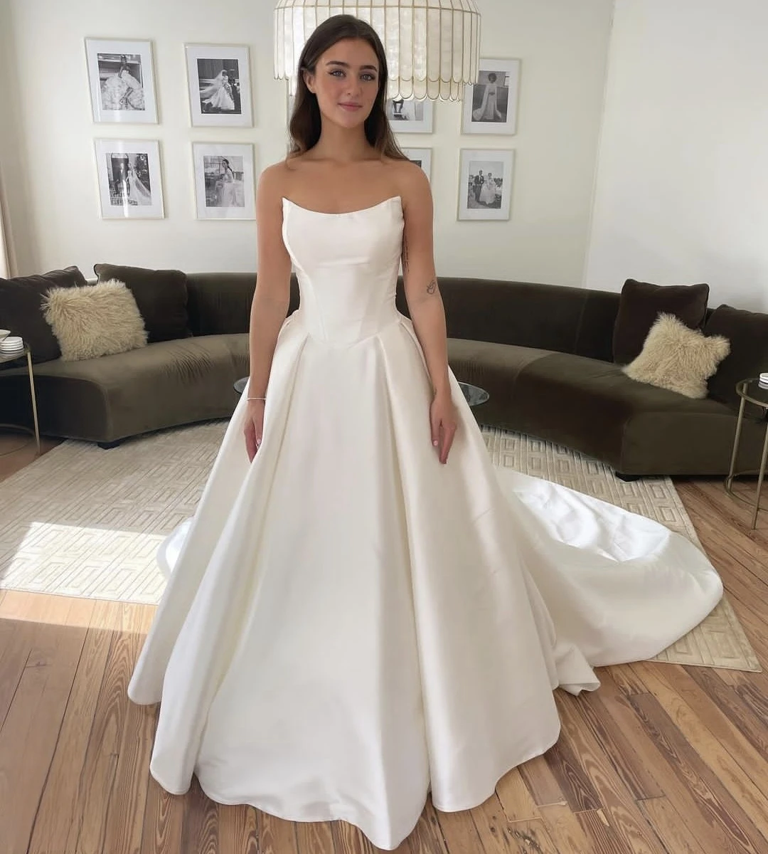 Robe de mariée élégante en satin doux pour femme, personnalisée, mesure les patients charmants, quelle que soit la longueur au sol