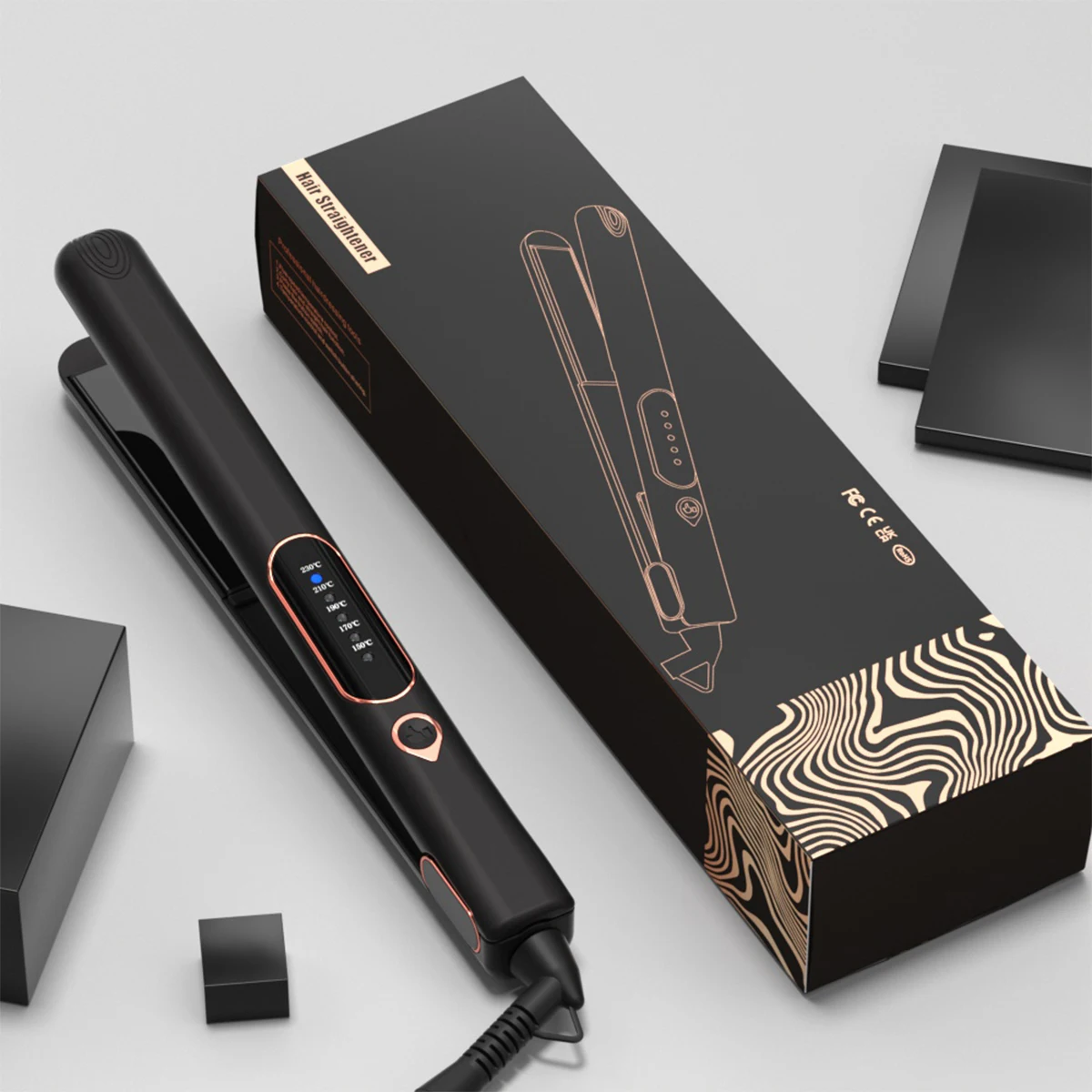 2026 PTC Heater 1 Inch LED Hair Straightener Flat Iron Hot Selling in Middle East Household & Hotel Use with 2 Hair Clips Glove
