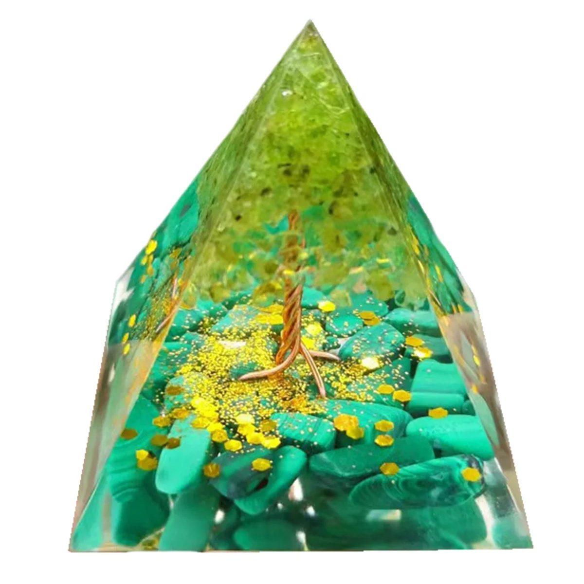 50mm Crystals Orgone Pyramid Energy Generator Natural Peridot Reiki Chakra Meditation S1