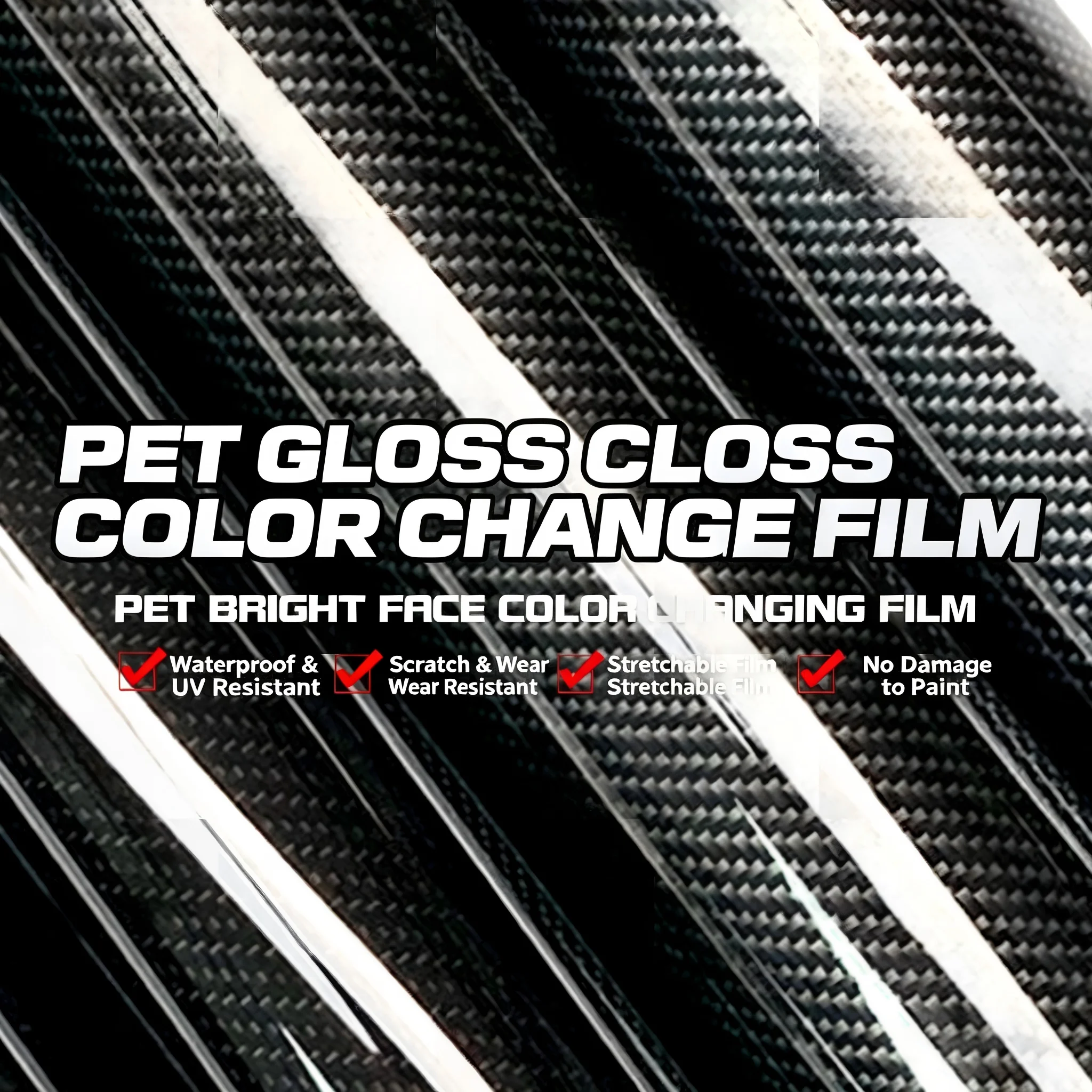 Glossy 6D Carbon Fiber Vinyl Wrap  Self‑Adhesive PET Sticker for Cars Motorcycles & E‑Bikes  Interior Dashboard Decal