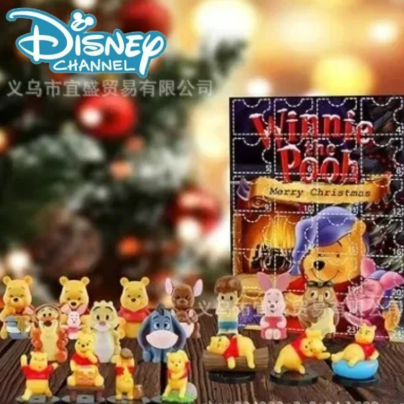 

New Disney Winnie The Pooh Mini Christmas Arrival Calendar Toy Model Animal Figure Decorative Ornament Children's Halloween Gift