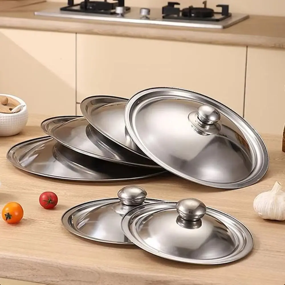 New 28-42cm Wok Pot Lid Universal Anti-scalding Kitchen Food Lid Stainless Steel Bowl Cover Restaurant Kitchenware