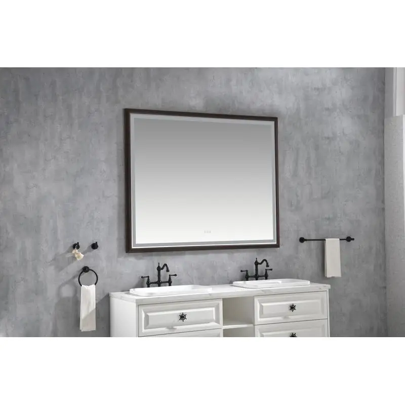 

60x48 Inch LED Bath Mirror, Wall-Mounted Vanity Mirror, Anti-Fog, Memory Function, 3 Color Options, Stepless Dimming