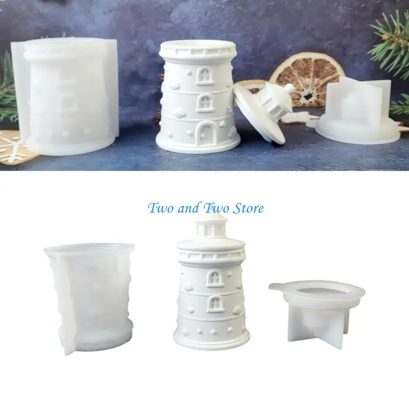 HX6F Creative Silicone Mould Set To Designs Elegant Lighthouse Themed Resin Storage Container
