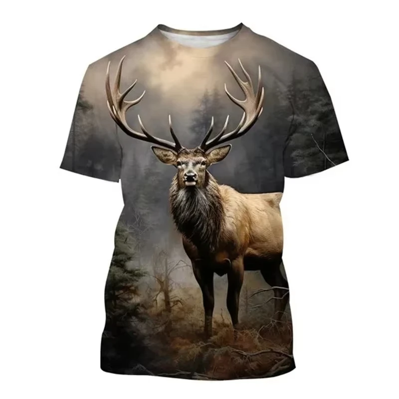 사슴 3D 프린팅 티셔츠, 재미있는 동물 사냥 그래픽 - Outdoor Hunting Graphic Tees 리뷰 및 가격