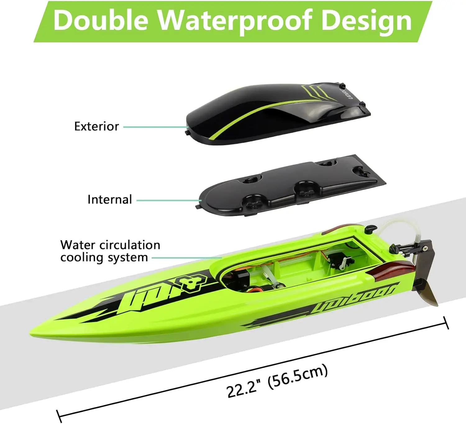 RC Racing Boats, Brushless Remote Control Boat 40 Km/h with LED Lights High Speed for Adults and Kids