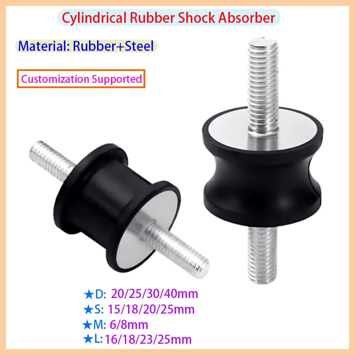 

GVV Type Shock Absorber Anti Vibration Isolation Seat M6 M8 External Thread Rubber Shock Absorber Anti-collision Pad