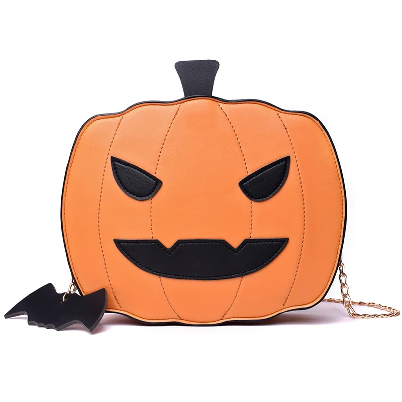 

Chic Halloween Pumpkin Shaped Shoulder Crossbody Bag with Cartoon Bat Decoration Novelty Party Women's Bag Suitable Daily Outfit