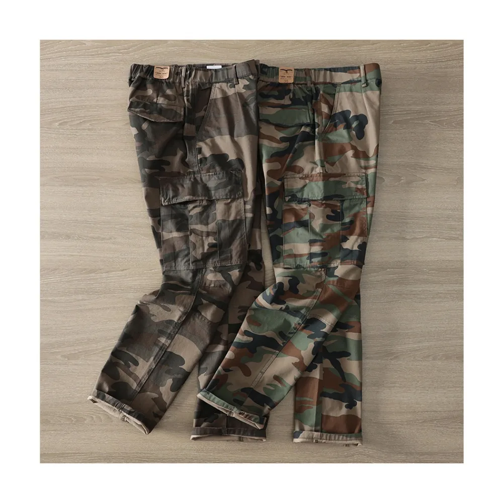 

New autumn and winter men's camouflage overalls thick classic versatile casual pants American retro straight trousers