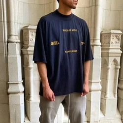 男性、kanye westwest、jesusのためのfrofrockストリートウェアは、特大の電気光学Tシャツ、ルーズブルートップス、最高品質、S-4XL