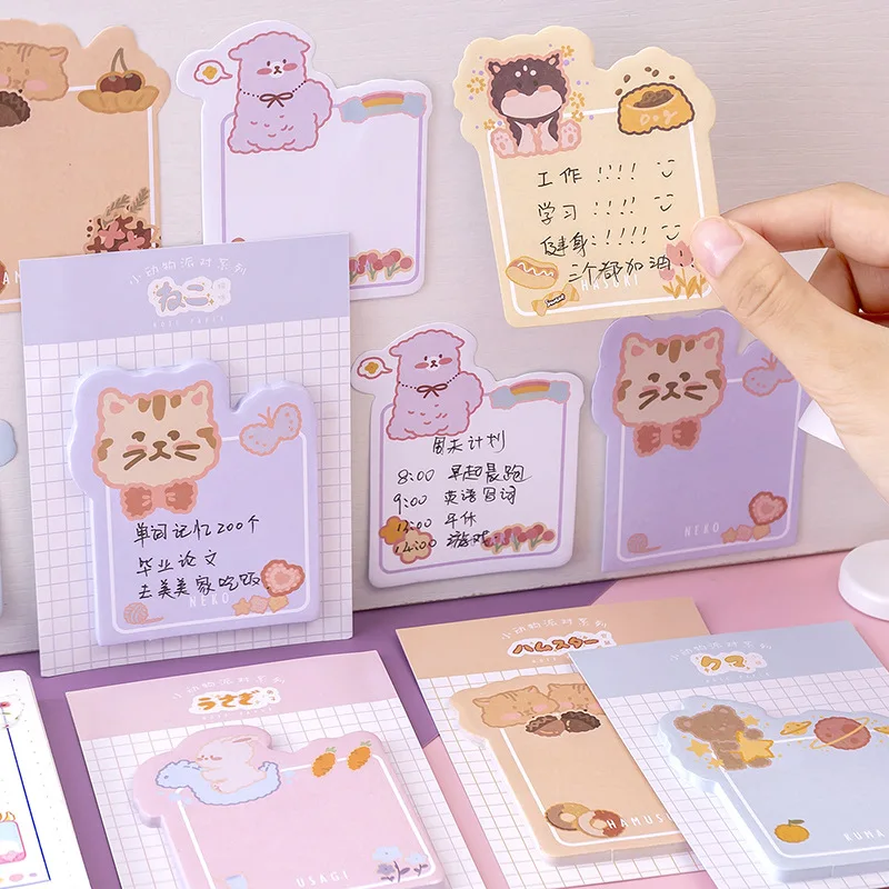 40-パックかわいい動物メモパッド付箋ポストイットノートかわいいメモ帳-to-do-リスト筆記用紙かわいいメモパッドポストイットノート