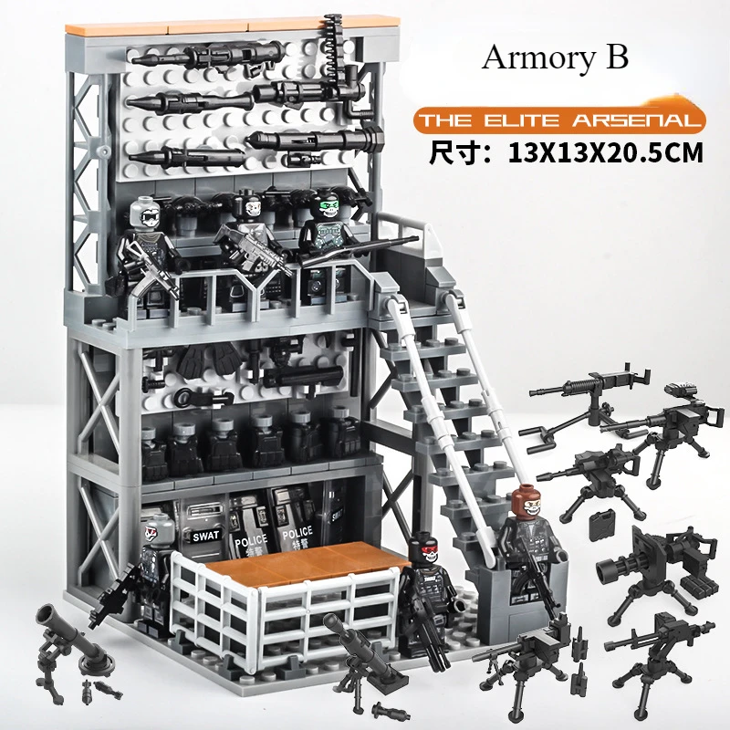 Military Miniature Special Forces Special Police Explosion-proof Clothing Equipment Weapon Model Assembly Toy Boy