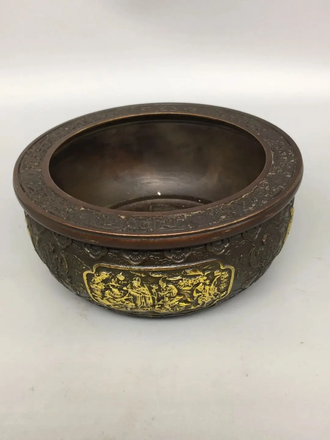 Copper gilded treasure pot, home feng shui wealth attracting decoration store opening ceremony