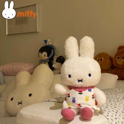Muñeco de peluche Miffy Kawaii de 25cm, conejo de dibujos animados, muñeco de algodón, muñeco durmiente, almohada corporal, juguetes para niños, Gif para niñas