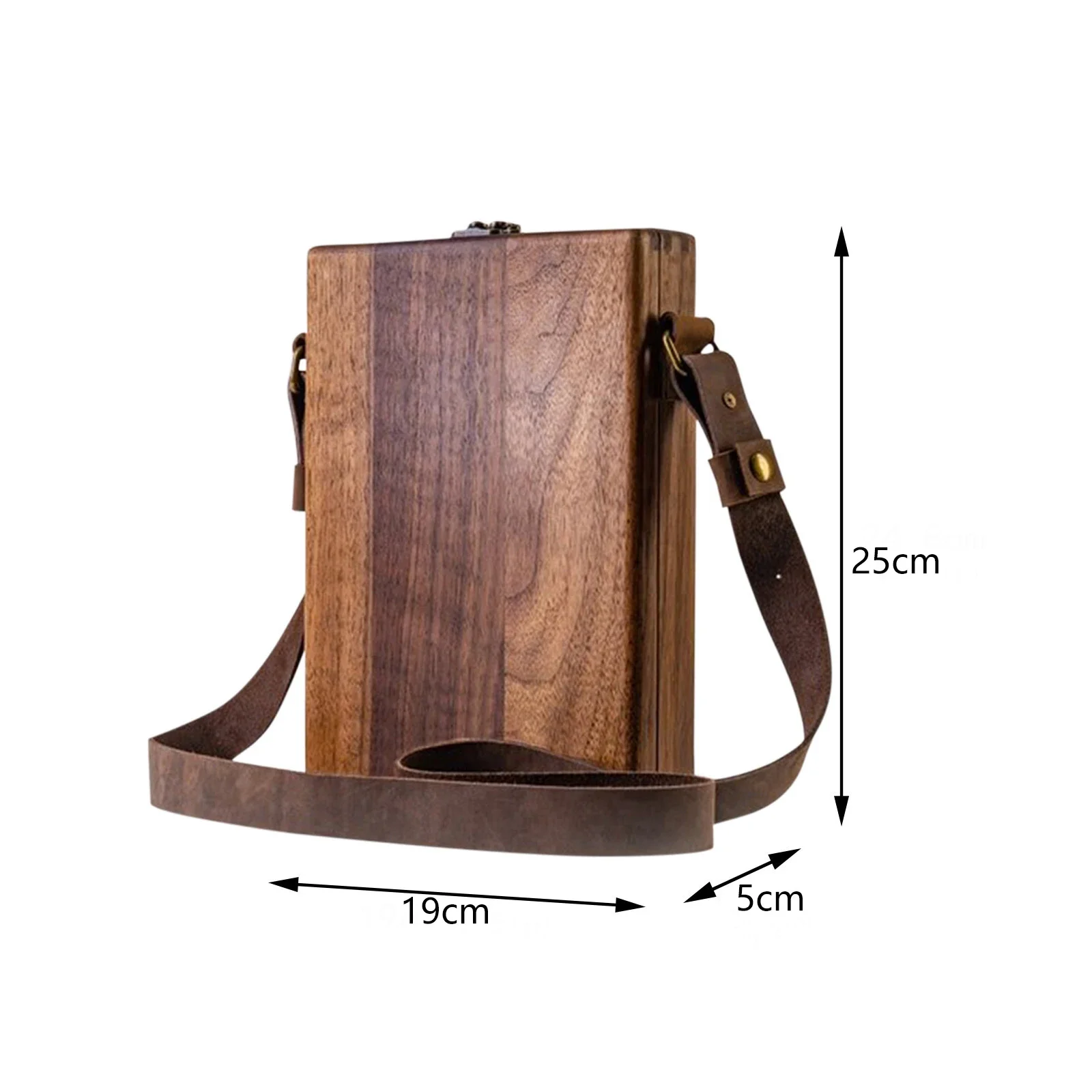 Portable Writers Messenger Wood Box Multi-Function Artist Tool and Brush Storage Box Retro Wooden Handmade Crossbody Postman Bag