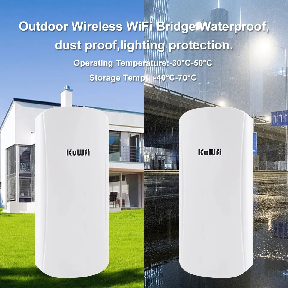 KuWFi 5.8G 450Mbps Outdoor Wifi Repeater CPE Wifi Router Long Range Extender AP Access Point 12dbi Antenna Wireless Bridge