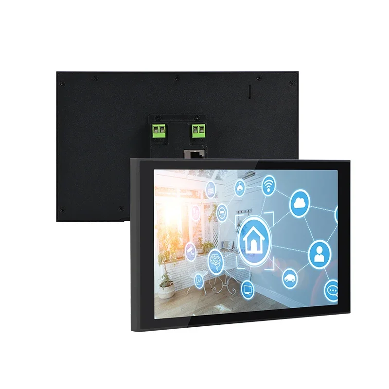 Flush Mount Metal 8 Inch Horizontal LCD Touchscreen Android PoE Smart Home Control Touch Panel