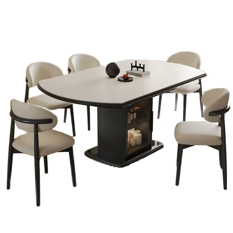 &c Modern Minimalist Extendable Folding Dining Table Light Luxury Storage for Home Hotels Sintered Stone for Small Apartments