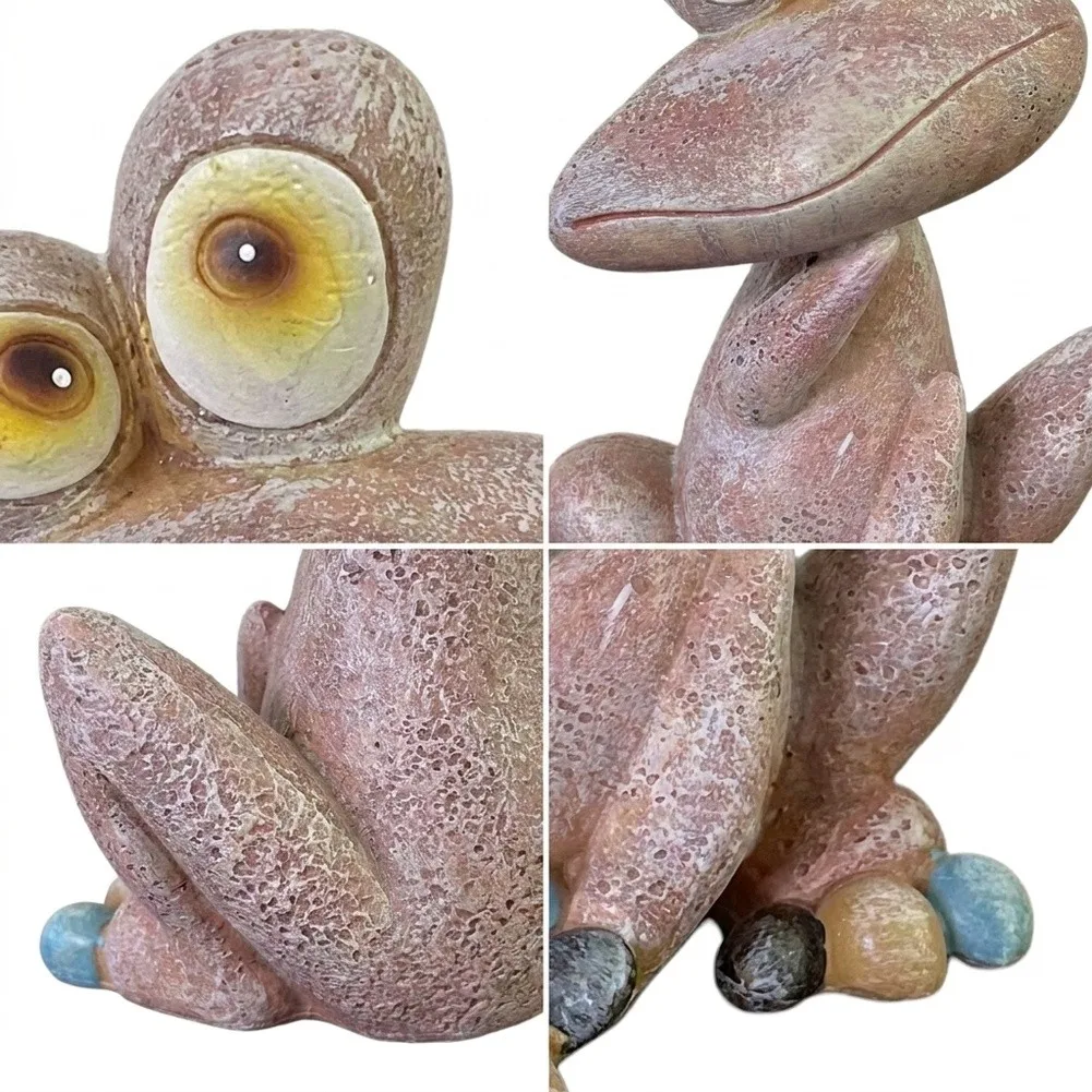 Big-Eyed Resin Frog Statue Decor for Nature Lovers 14x9cm Multicolor Resin Figurine for Desk Shelf Garden Display