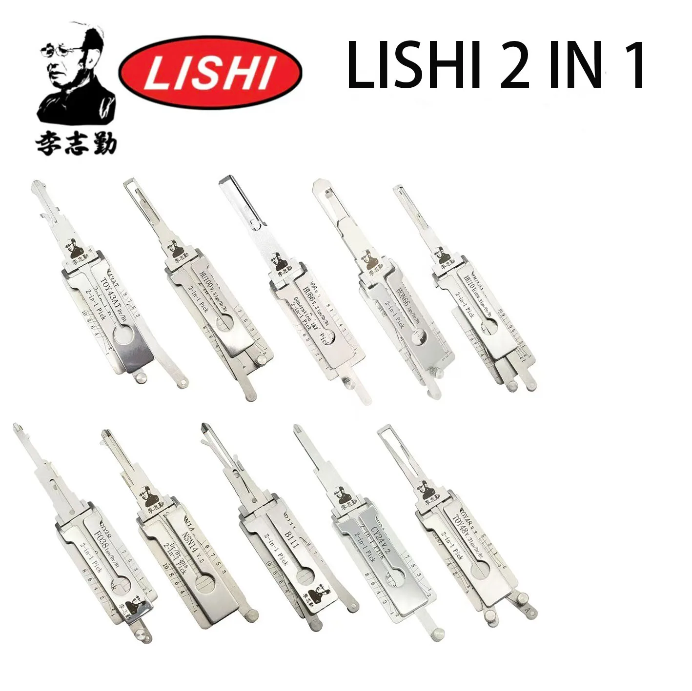 TOY43AT Dr/Bt HU100 v.3 Ign/Dr/Bt TOY48 HU66 V3 CY24 B111 NSN14  HU101 FO38(10) HON66 Lishi 10-Piece Automotive Tool Set