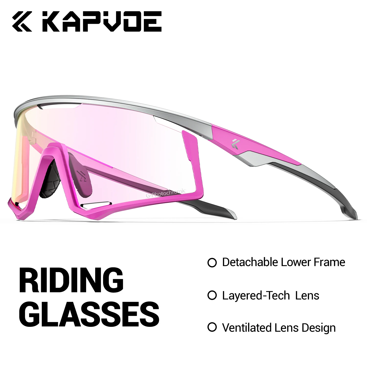 

KAPVOE New Outdoor Photochromic Cycling Glasses Road Sports Running Hiking Sunglasses Bike Men Women MTB Bicycle UV400 Goggles